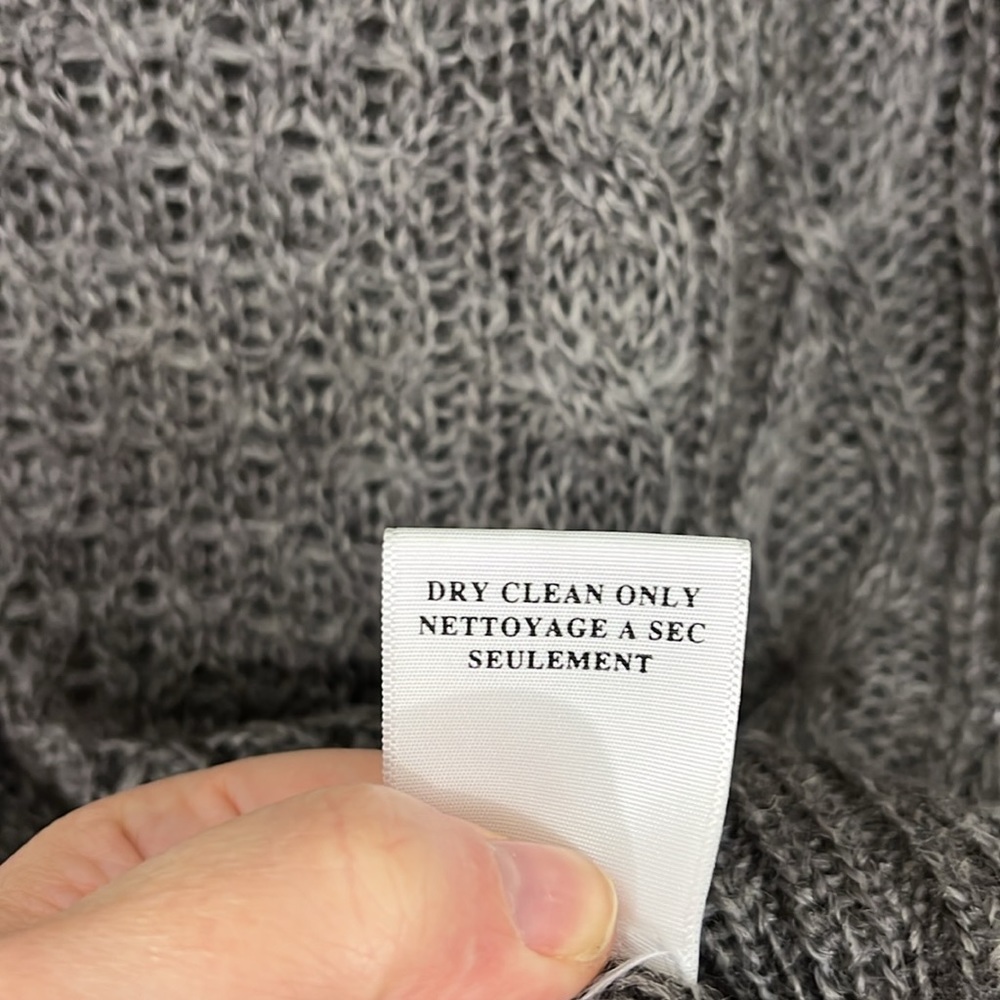 Joie XS Gray Lightweight Long Sleeve Open Weave Knit V-Neck Oversize Sweater - Picture 6 of 9